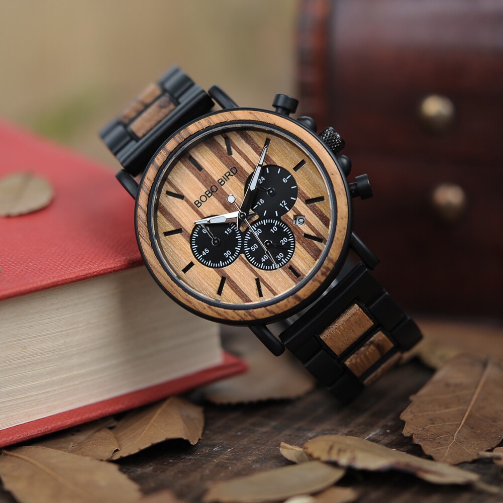 BOBO BIRD Holz Chronograph 3ATM Hardlex