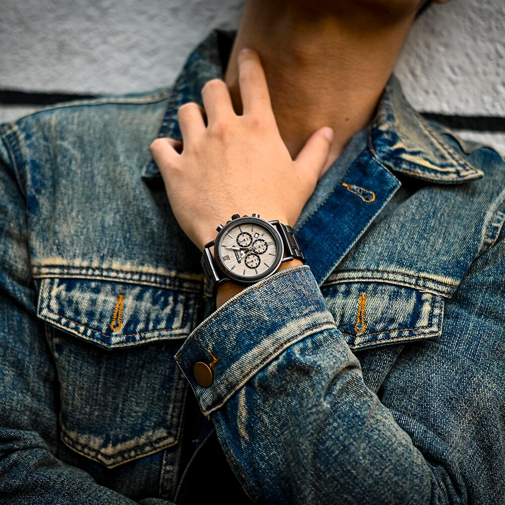 BOBO BIRD Holz Chronograph 3ATM Hardlex