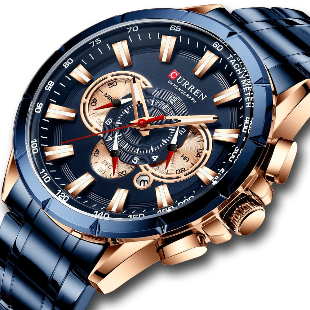 CURREN 8363 Designer Herren Chronograph 3ATM Hardlex