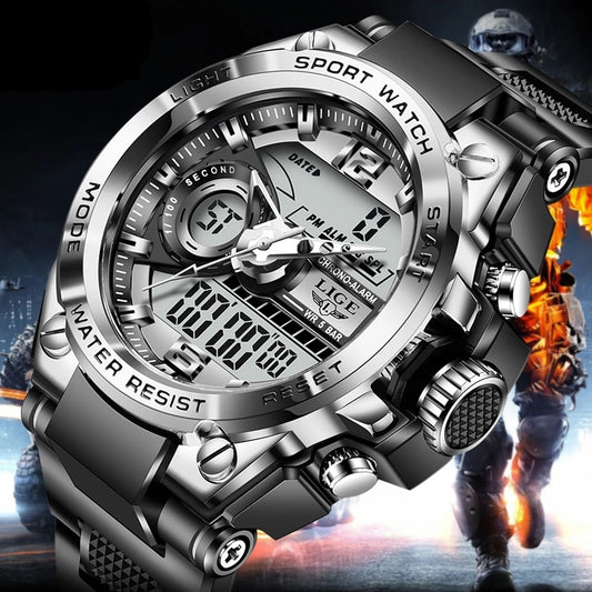 LIGE 8922 Herren Militär-Sport-Digitaluhr 5BAR