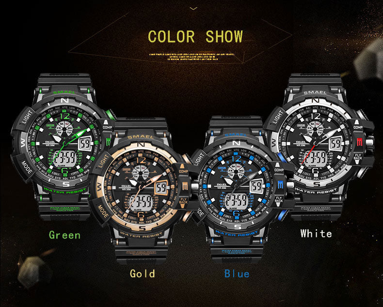 SMAEL SL-1376 Herren Sport-Uhr 3BAR Dualanzeige