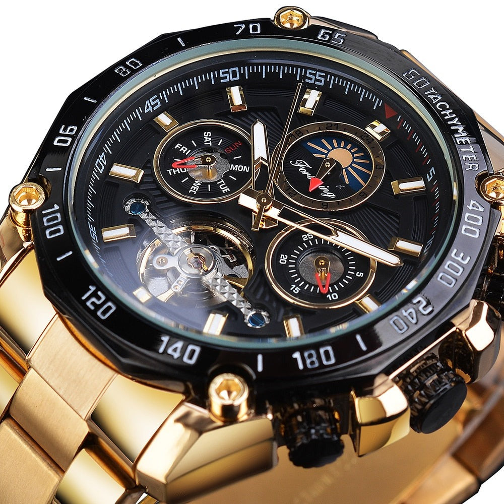 Forsining GMT1163-7 Automatik Herrenuhr Chronograph 3BAR Glas
