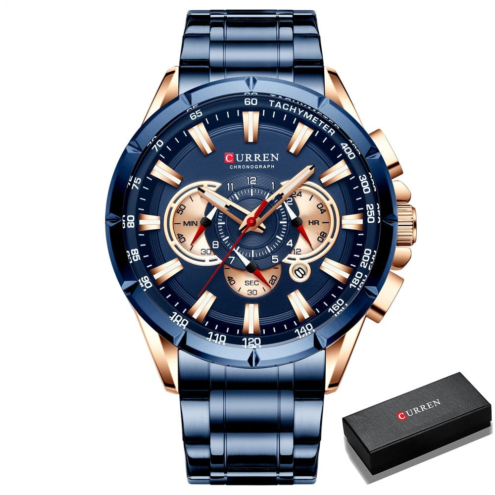 CURREN 8363 Designer Herren Chronograph 3ATM Hardlex