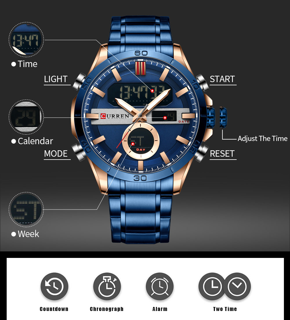 CURREN 8384 Herren Chronograph 3ATM Hardlex