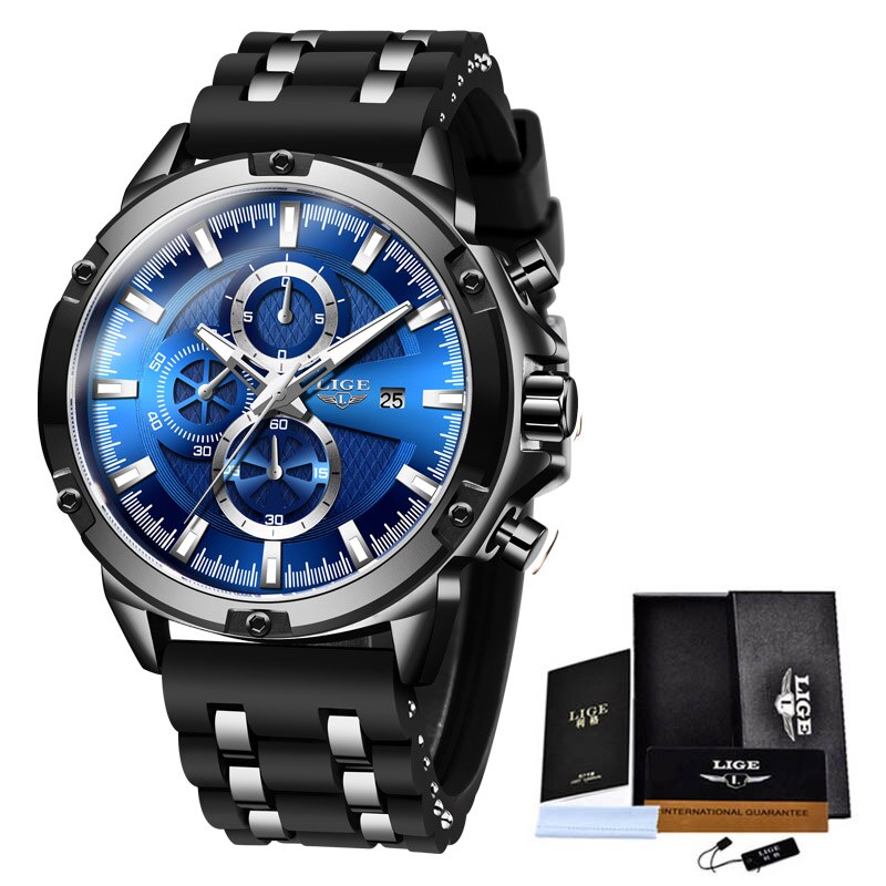 LIGE 10028 Herren Chronograph Hardlex 3BAR