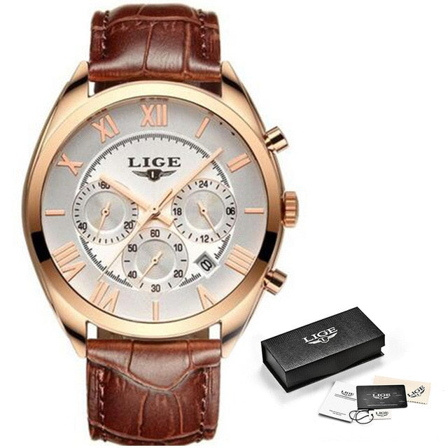 LIGE 9806 Herren Chronograph 3ATM Hardlex