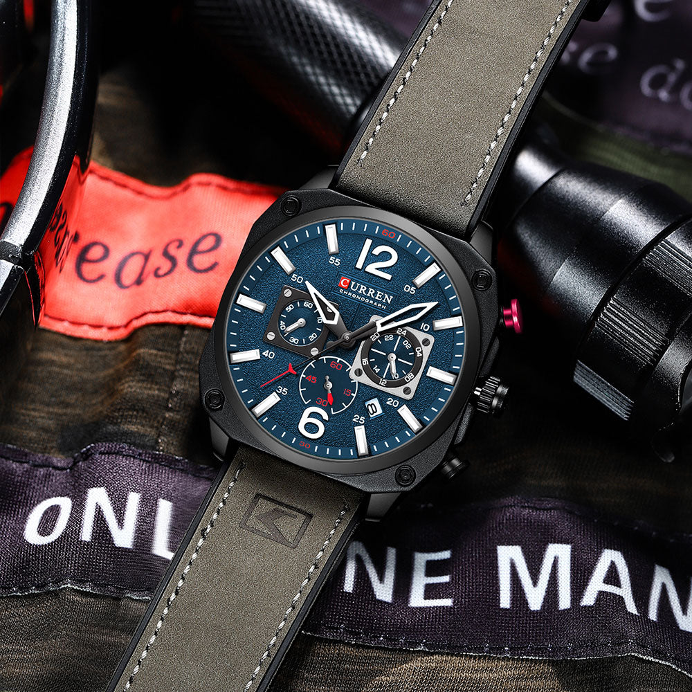 CURREN 8398 Analog Herren Chronograph 3ATM Hardlex