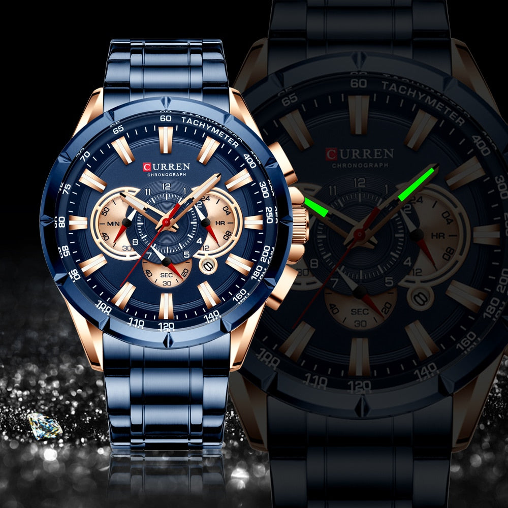 CURREN 8363 Designer Herren Chronograph 3ATM Hardlex