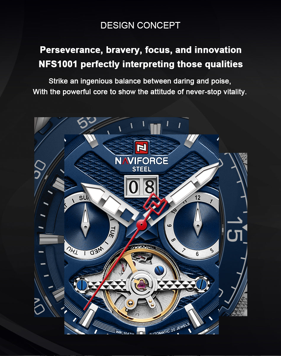 NAVIFORCE NFS1001 Herren Automatik Uhr 100M Wasserdicht