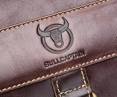 BULLCAPTAIN Business Herren Schultertasche aus echtem Rindsleder