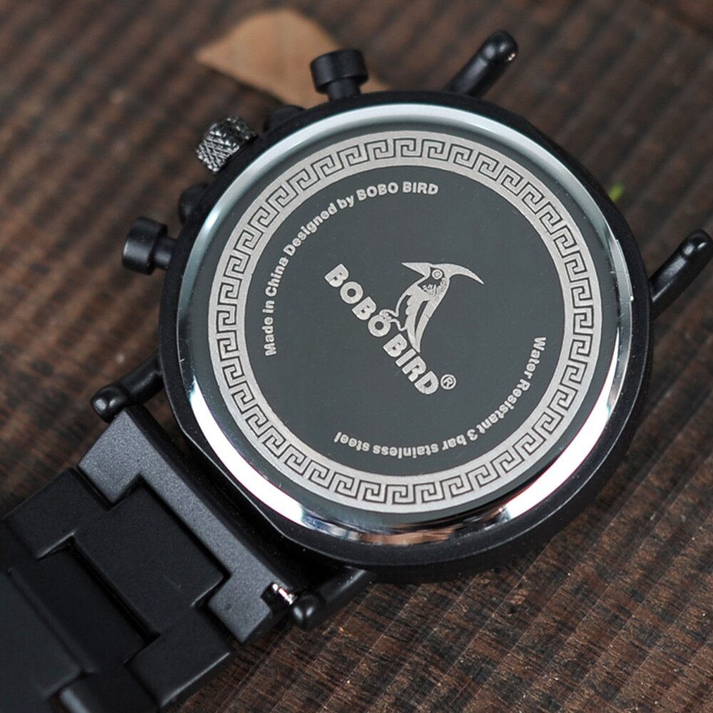 BOBO BIRD Holz Chronograph 3ATM Hardlex