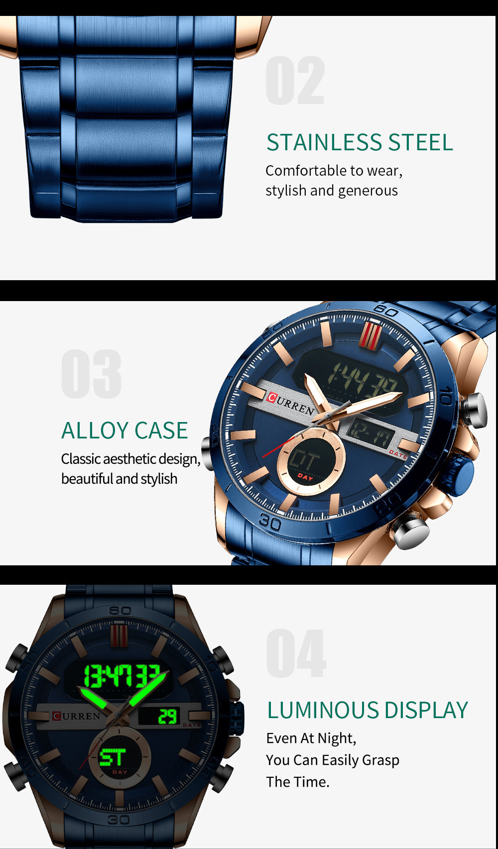 CURREN 8384 Herren Chronograph 3ATM Hardlex