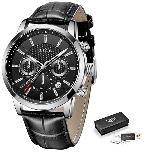 LIGE 8932 Herren Chronograph 3ATM Hardlex