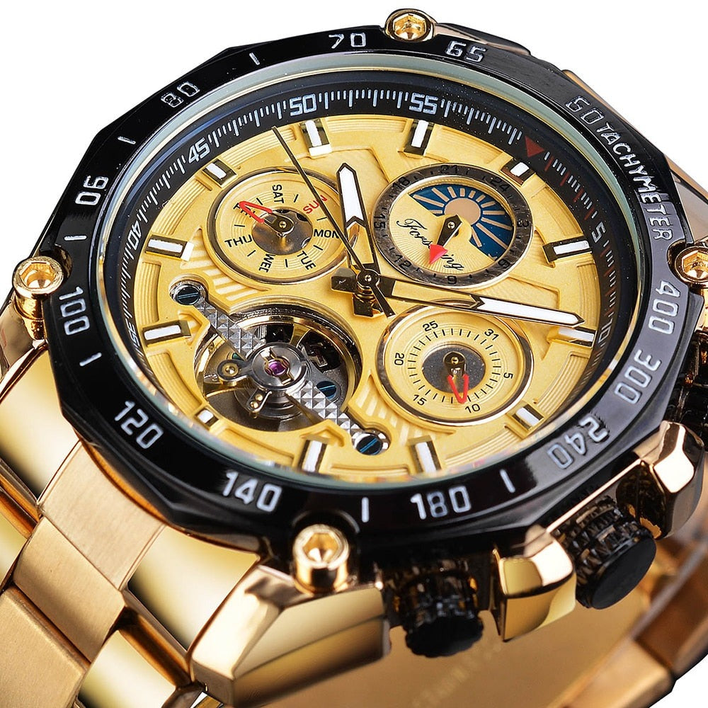 Forsining GMT1163-7 Automatik Herrenuhr Chronograph 3BAR Glas