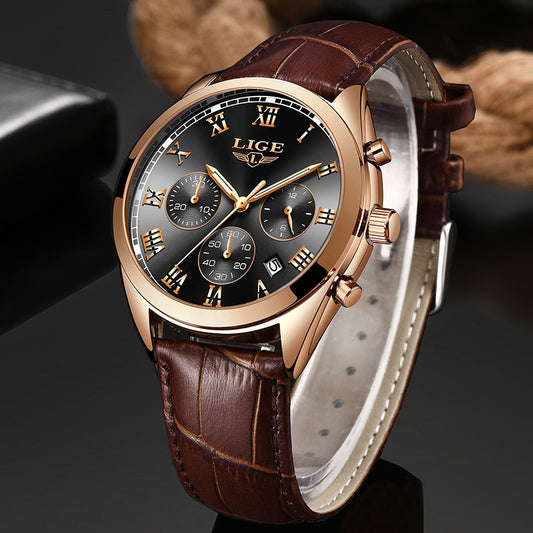 LIGE 9852 Herren Chronograph 3ATM Hardlex