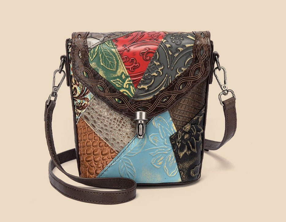 le'aokuu Damen Schultertasche Rindsleder