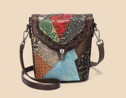 le'aokuu Damen Schultertasche Rindsleder