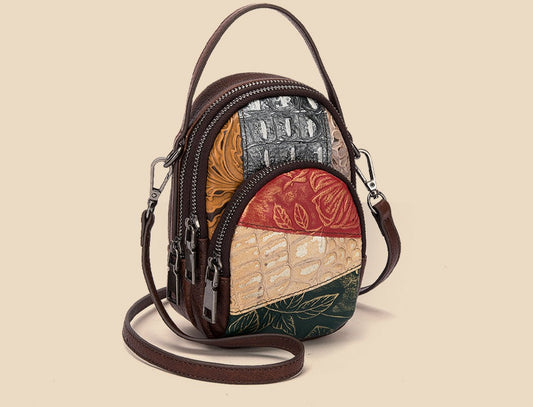 le'aokuu Damen Umhänge-Schultertasche Rindsleder