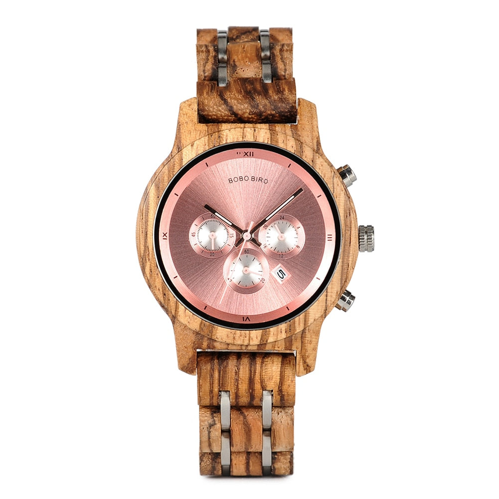BOBO BIRD Holz Chronograph 3ATM Hardlex
