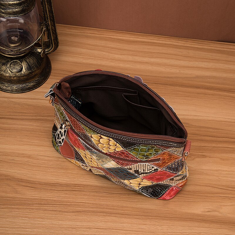 le'aokuu Damen Schultertasche Rindsleder