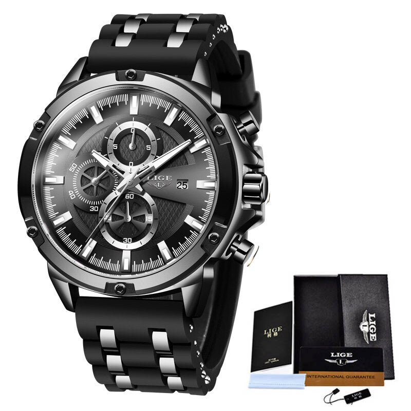 LIGE 10028 Herren Chronograph Hardlex 3BAR