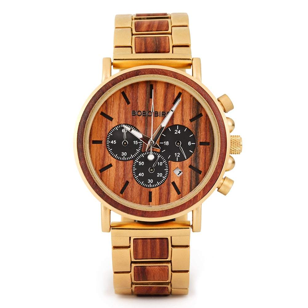BOBO BIRD Holz Chronograph 3ATM Hardlex