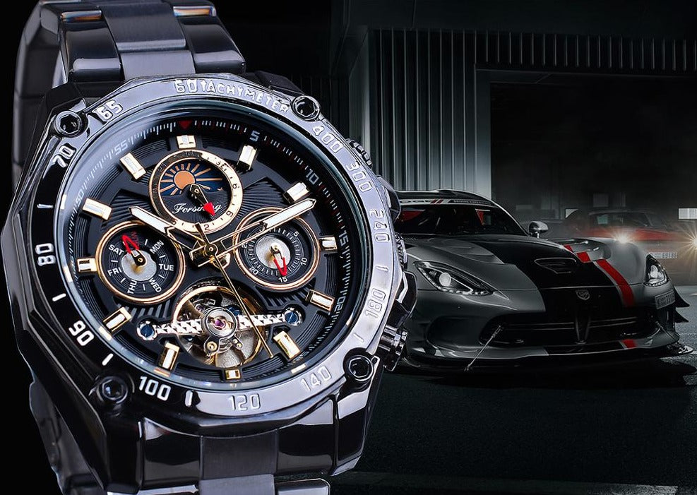 Forsining GMT1163-7 Automatik Herrenuhr Chronograph 3BAR Glas