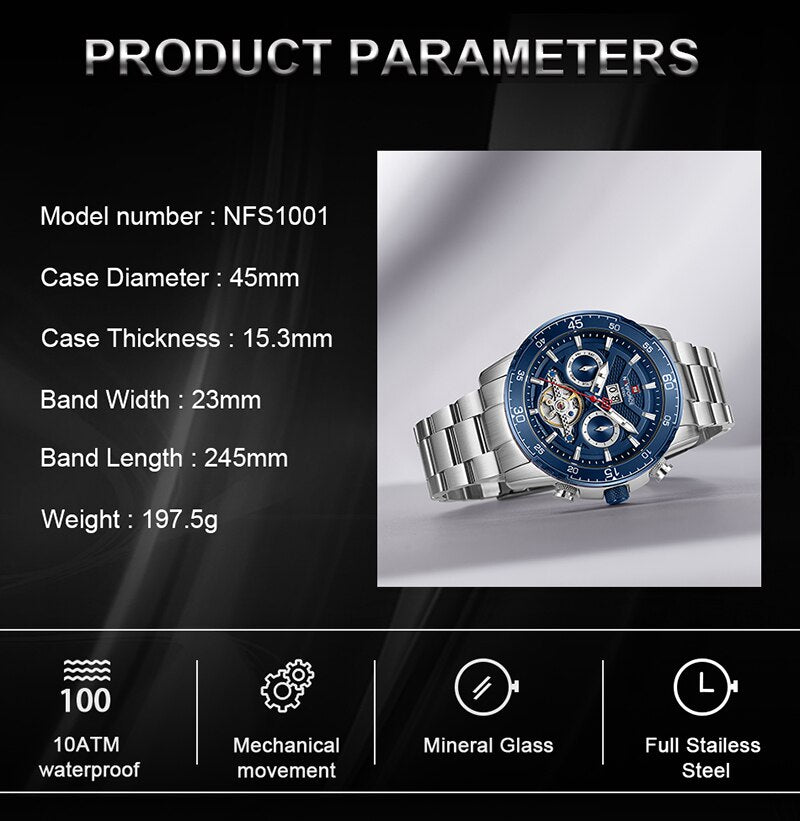 NAVIFORCE NFS1001 Herren Automatik Uhr 100M Wasserdicht