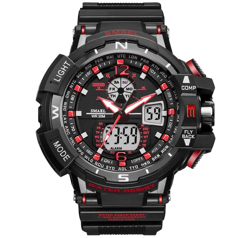 SMAEL SL-1376 Herren Sport-Uhr 3BAR Dualanzeige