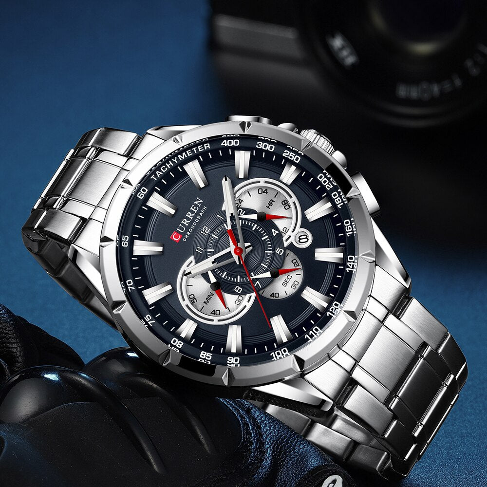 CURREN 8363 Designer Herren Chronograph 3ATM Hardlex