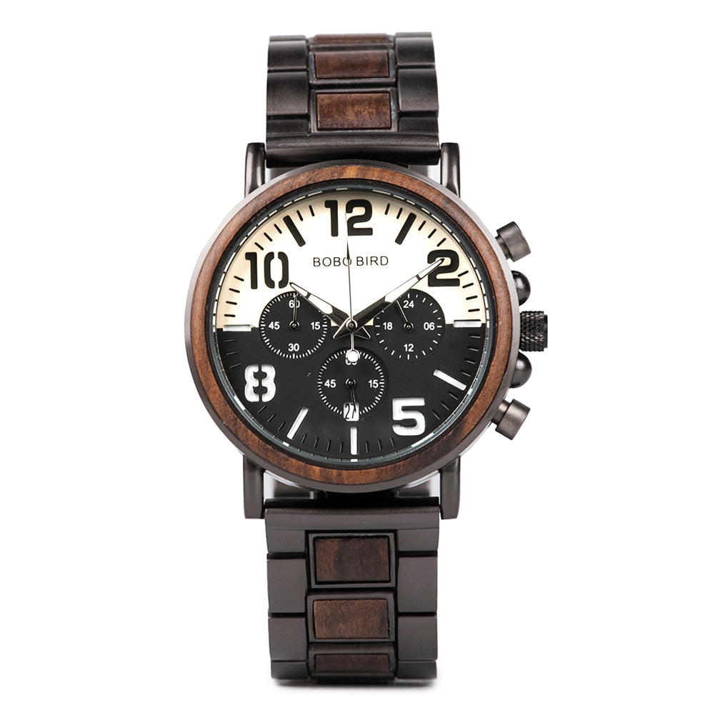 BOBO BIRD Holz Chronograph 3ATM Hardlex