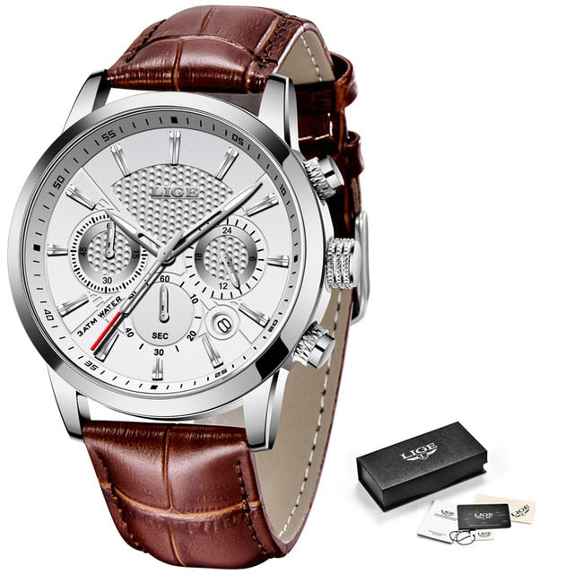 LIGE 8932 Herren Chronograph 3ATM Hardlex