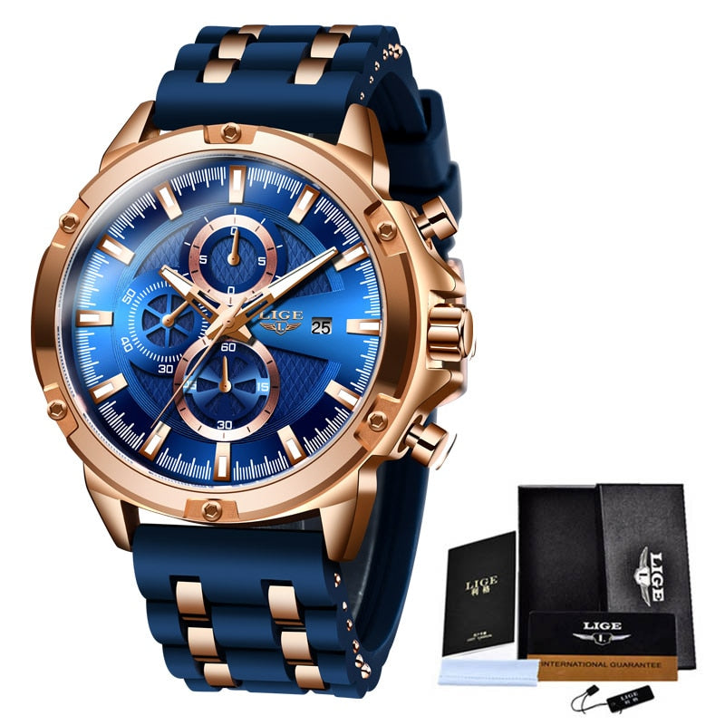 LIGE 10028 Herren Chronograph Hardlex 3BAR