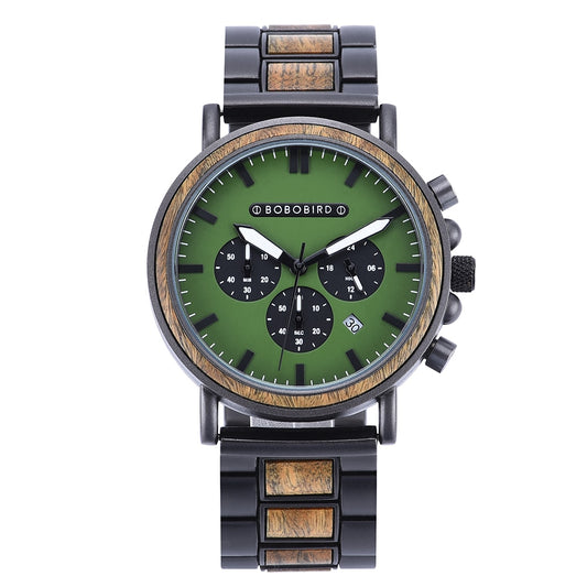 BOBO BIRD Holz Chronograph 3ATM Hardlex
