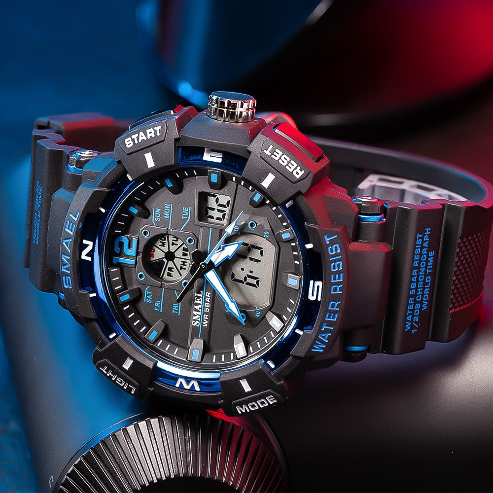 SMAEL SL-8045 Herren Sport-Chronograph 5ATM Dualanzeige