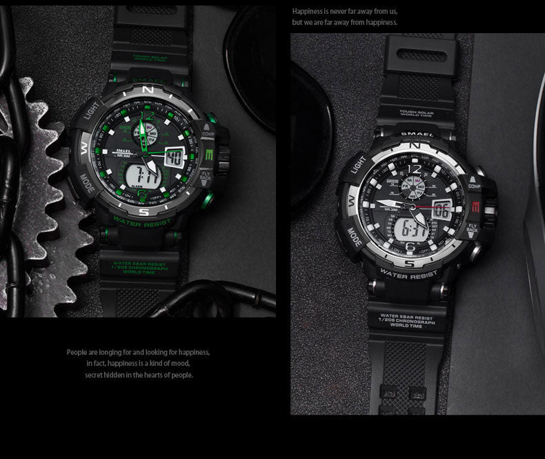 SMAEL SL-1376 Herren Sport-Uhr 3BAR Dualanzeige