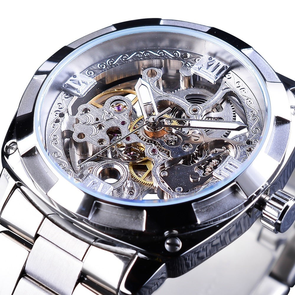Forsining GMT1091-5 Automatik Herren Skelettuhr 3BAR Glas