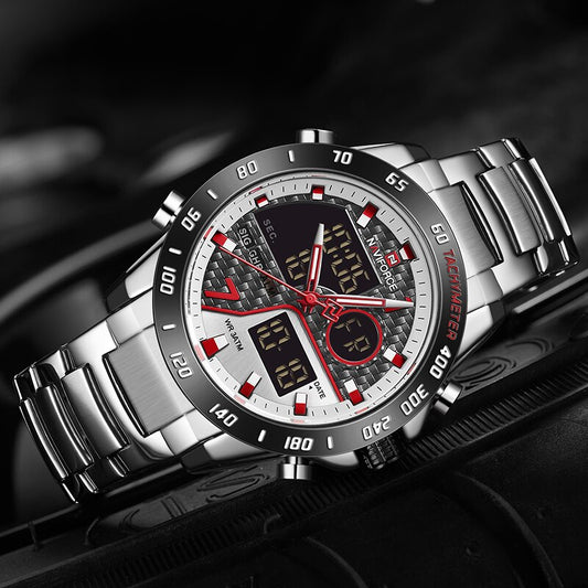 NAVIFORCE NF9171 Herren Militär Chronograph 3BAR Hardlex