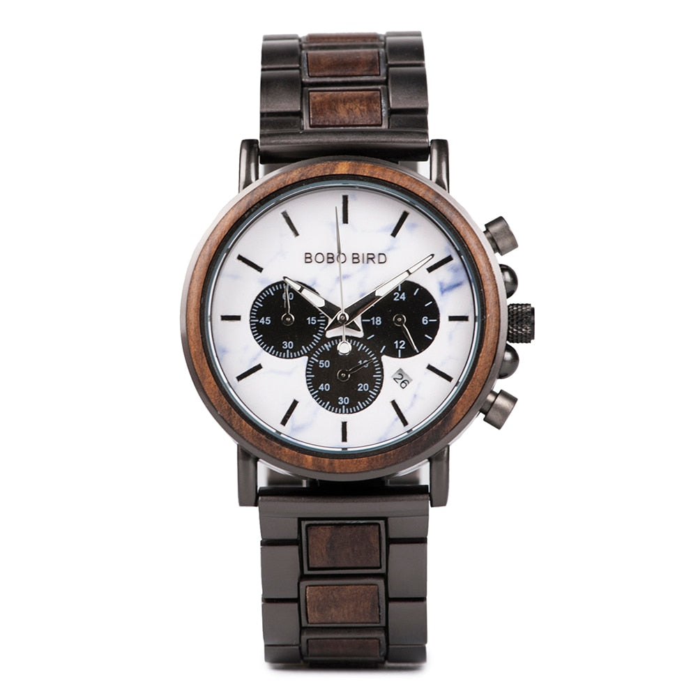 BOBO BIRD Holz Chronograph 3ATM Hardlex