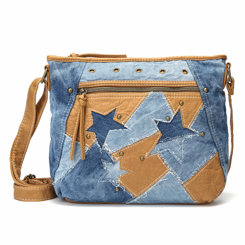 Annmouler Damen Jeans Schultertasche