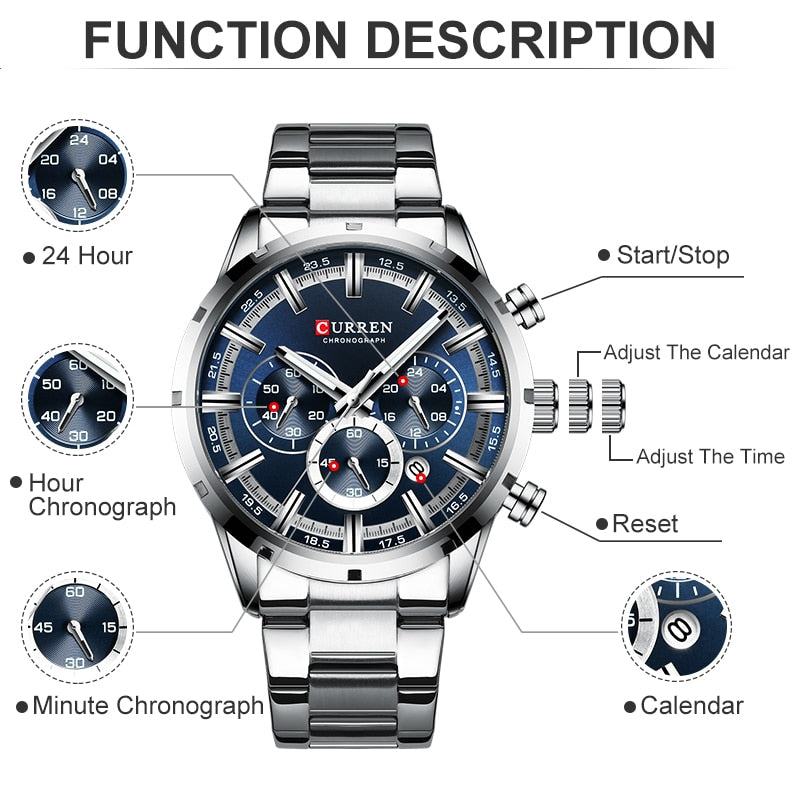 CURREN CUR 8355 Analog Herren Chronograph 3ATM