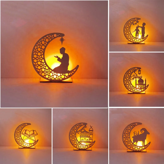Holz LED-Leuchte Eid Mubarak