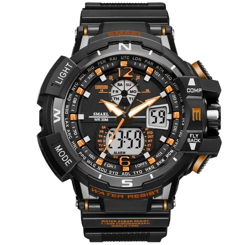 SMAEL SL-1376 Herren Sport-Uhr 3BAR Dualanzeige