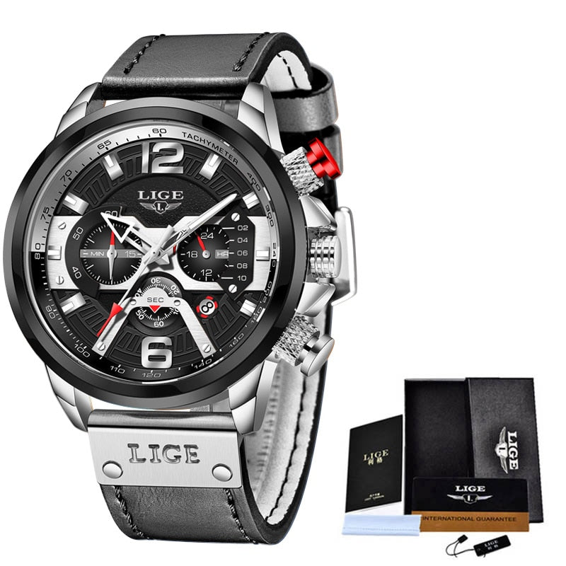 LIGE Herren Chronograph 3ATM Hardlex