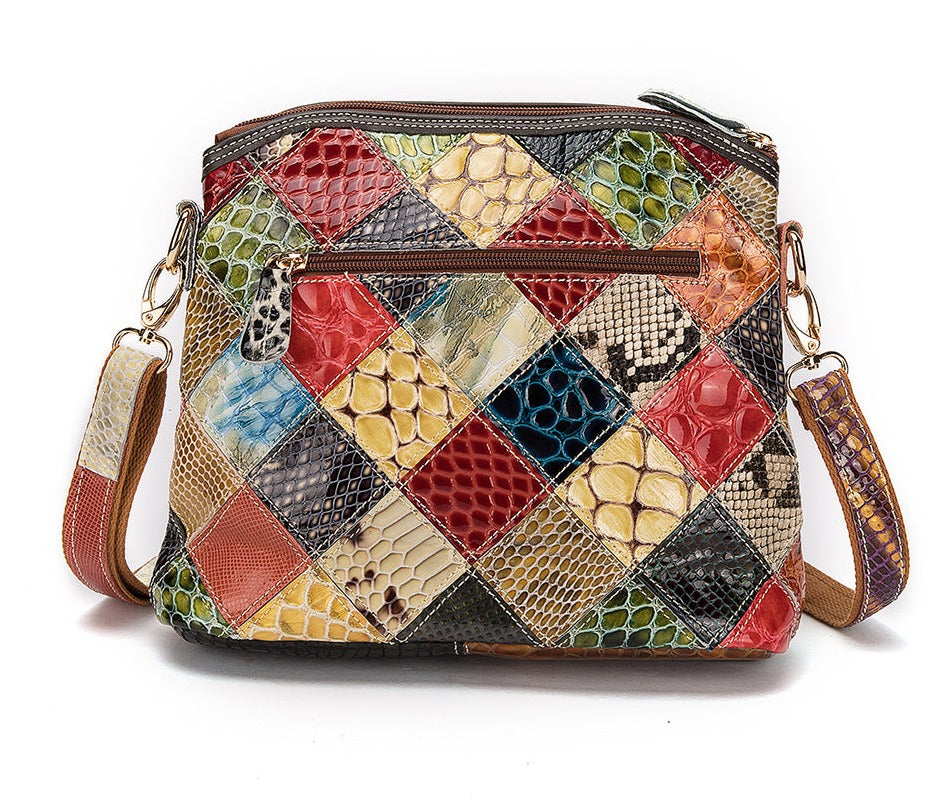 le'aokuu Damen Schultertasche Rindsleder
