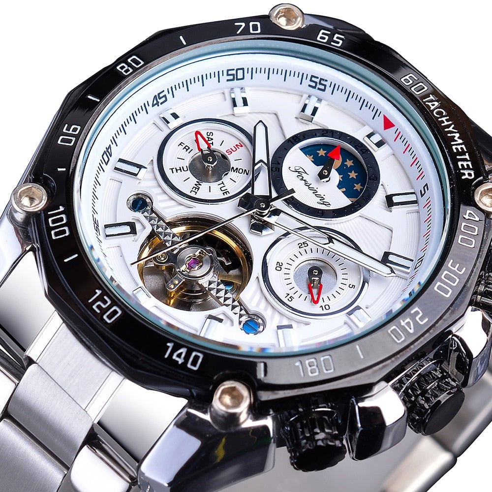 Forsining GMT1163-7 Automatik Herrenuhr Chronograph 3BAR Glas