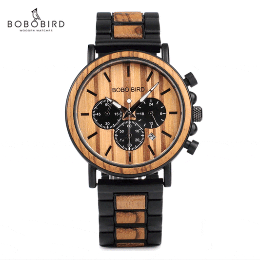 BOBO BIRD Holz Chronograph 3ATM Hardlex
