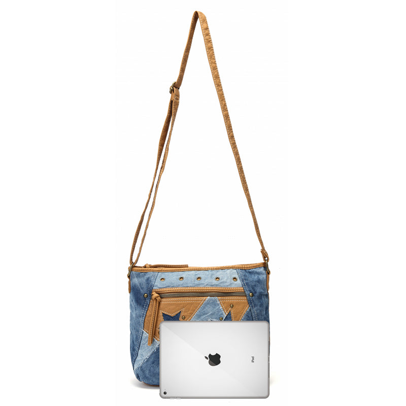Annmouler Damen Jeans Schultertasche