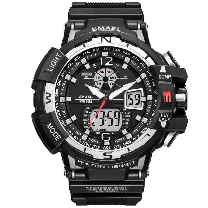 SMAEL SL-1376 Herren Sport-Uhr 3BAR Dualanzeige