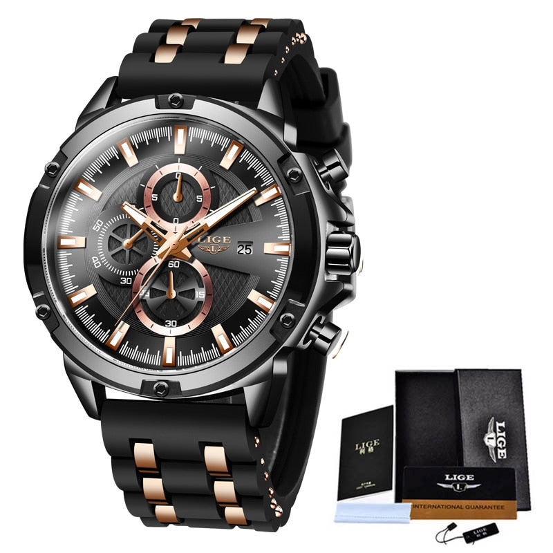 LIGE 10028 Herren Chronograph Hardlex 3BAR